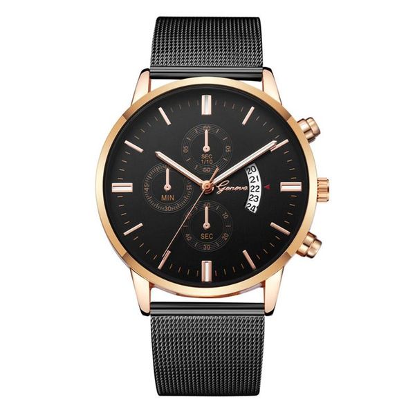 

wristwatches fashion stainless steel black men watches with date brand geneva luxury quartz man watch stylish casual dress clock 2021, Slivery;brown