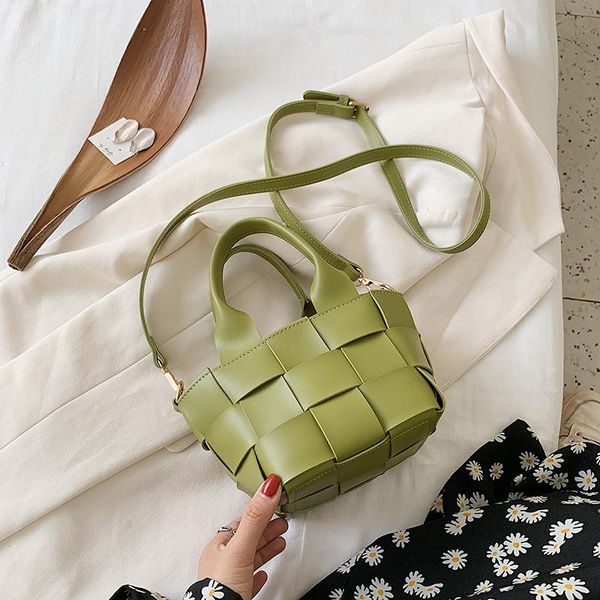 

evening bags women woven drawstring bucket bag 2021 solid color handbag luxury designer shoulder fashion all-match messenger