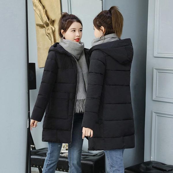 

women's trench coats cotton coat female long 2021 winter hooded loose large size korean sleeve parkas thick, Tan;black