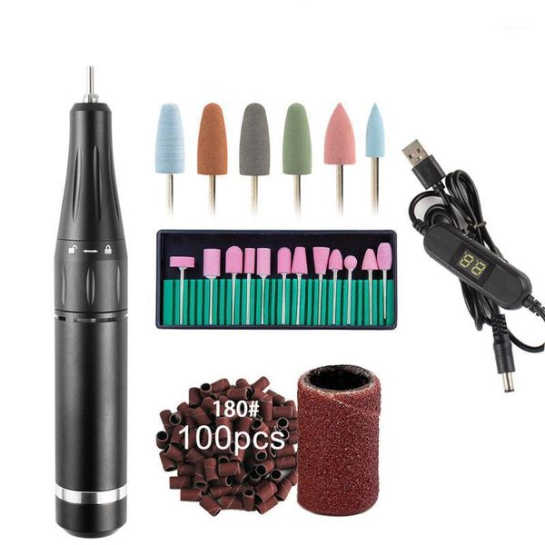 

electric nail drill manicure machine set portable pen bits cutter for removing gel varnish polish grinding tools1