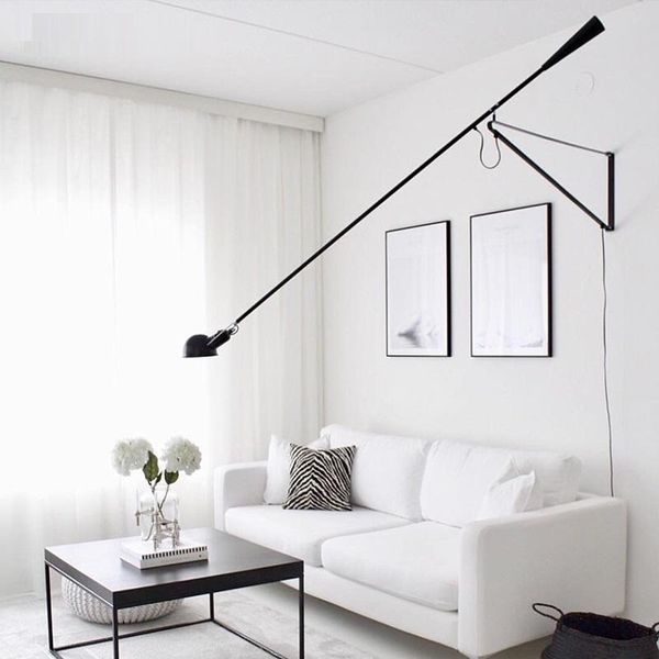

northern europe long pole simple modern creative design arm study living room wall lamp