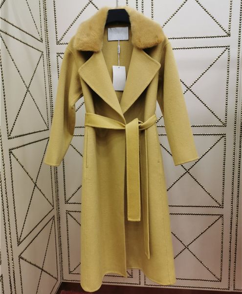 

women's jackets long wool coats 2021 winter100% wool jacket women real fur coat natural mink collar elegnat winter woman coats b1l, Black;brown