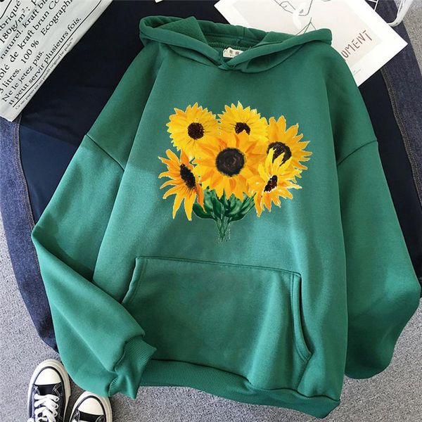 

women's hoodies & sweatshirts 2021 women autumn sunflower lady sweatshirt cartoon printing fashion loose simple long sleeves female pul, Black