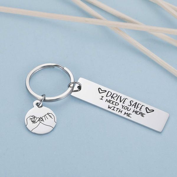 

10pieces/lot keychain keyrings gift drive safe i need you here with me keychains for couples boyfriend car key chains, Silver