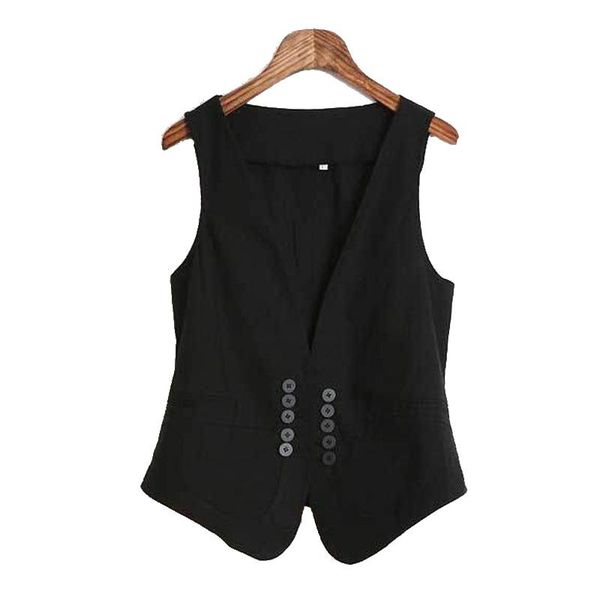 

women's vests korean blazer vest women office work fashion slim coats 2021 casual black sleeveless jacket female spring 4xl, Black;white