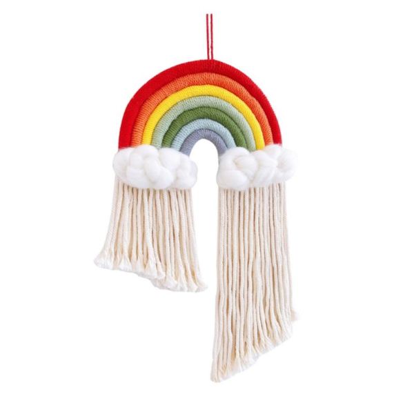 

decorative objects & figurines large long rainbow wall hanging,colorful handmade rope woven tassel art for nursery kids room festival orname