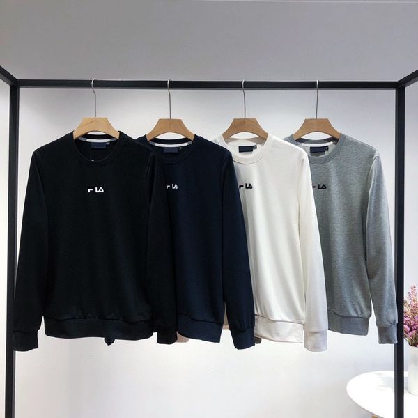 

design clothing 87861 small embroidery letter round neck sweater long sleeve terry pullover autumn simple sports qingdao, Black