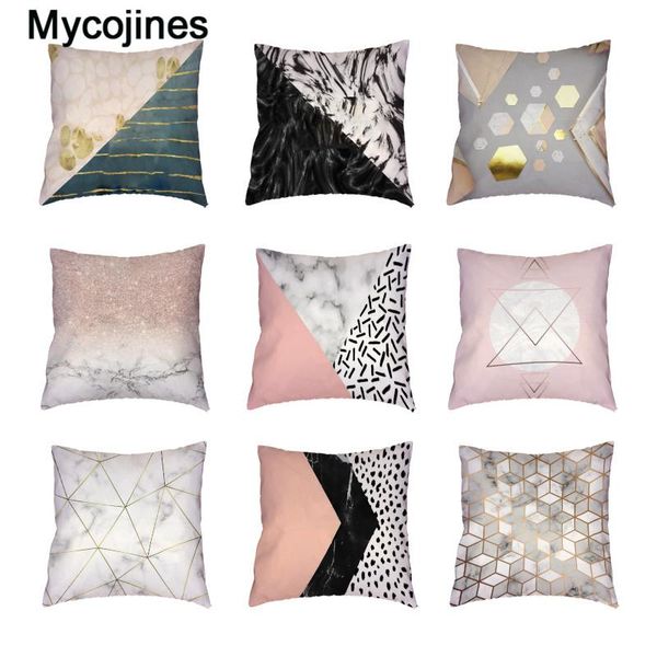 

rose gold geometric marble texture cushion cover polyester peach pillow covers home bedroom sofa bedding decor throw case cushion/decorative