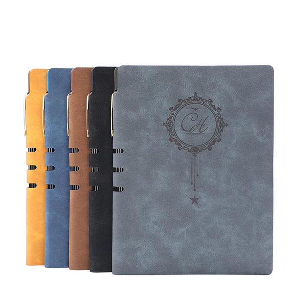 

notepads a5 pu leather cover diary notebook journal writing notepad for school office (brown), Purple;pink