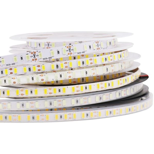 

super bright led strip 5630 5730 120leds/m flexible tape light waterproof cold warm white for garden kitchen lights dc12v 5m strips