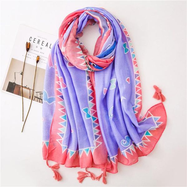 

scarves 2021 women tourism sunscreen print silk autumn and winter fashion flower seaside quality cotton material shawl, Blue;gray