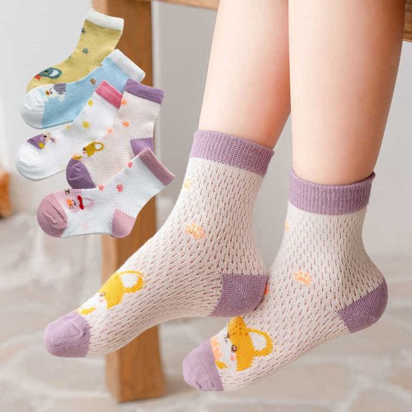 

socks spring and summer fresh lovely thin cartoon mesh breathable cotton, Black