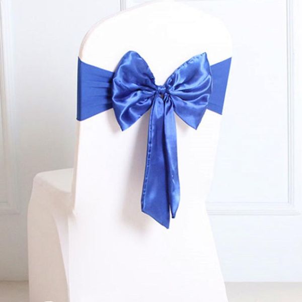 

sashes 50pcs lycra stretch spandex chair sash band with satin bow tie for el party wedding decoration free