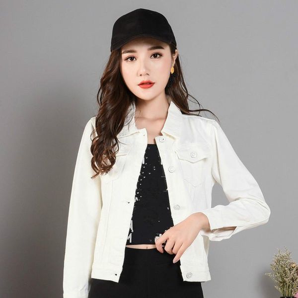 

spring retro slim girls white jacket denim short cowgirl costume vintage cute female long sleeve coat large size 3xl streetwear women's, Black;brown