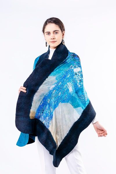 

scarves nomads felt gustav klimt emilie floge silk shawl, Blue;gray