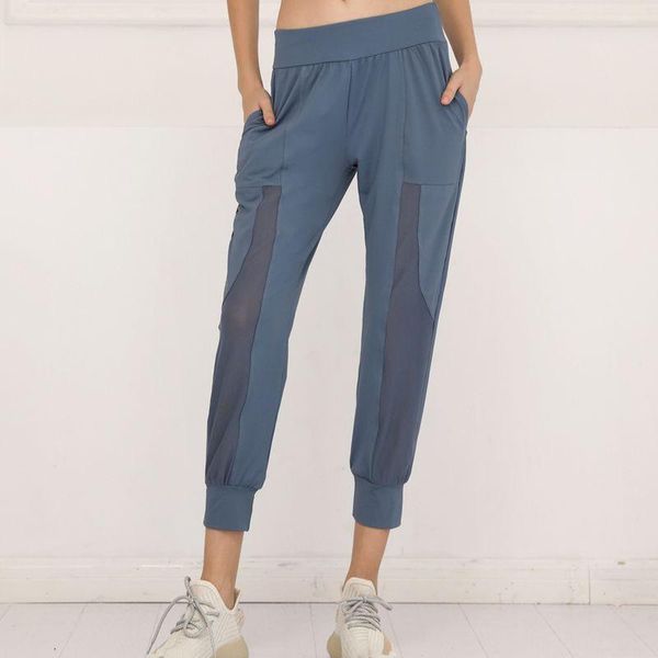 

running pants sports women spring autumn loose leisure foot mesh splicing thin fitness training exercise quick-drying trousers, Black;blue