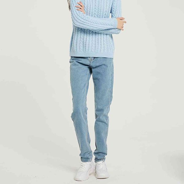 

women's jeans wixra bÃ¡sico calÃ§as de brim macias harem feminino em linha reta todos os jogos cintura alta femme compridas para mulher 4, Blue