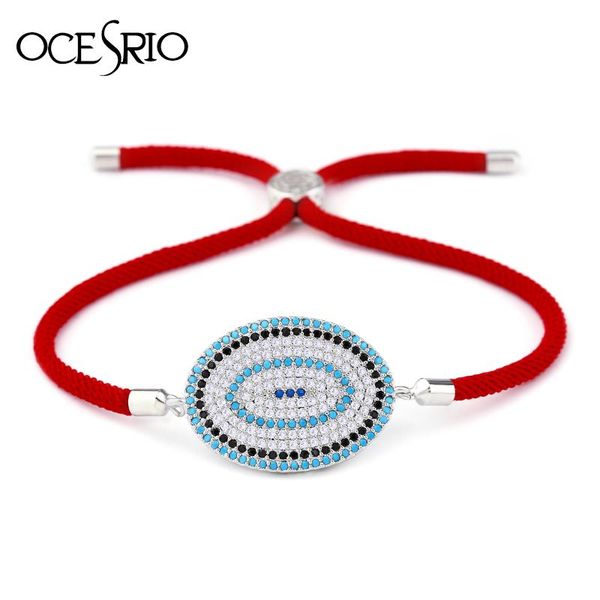 

charm bracelets ocesrio red rope bracelet for lucky cubic zirconia round blue evil eye women jonc femme brt-b09, Golden;silver