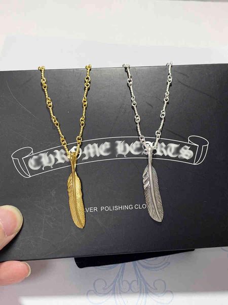 

party favor chrome/hearts necklace sterling silver light feather women's croix men's fashion gold-plated vintage style s