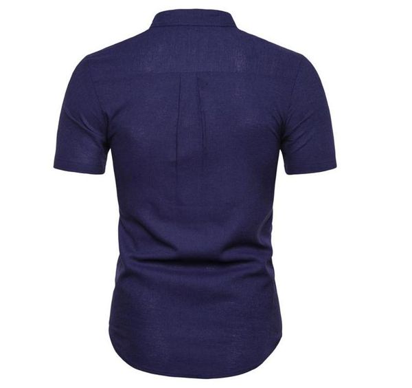 

men's casual shirts linen men stand collar solid color cotton summer blouse social shirt short-sleeved bp69, White;black