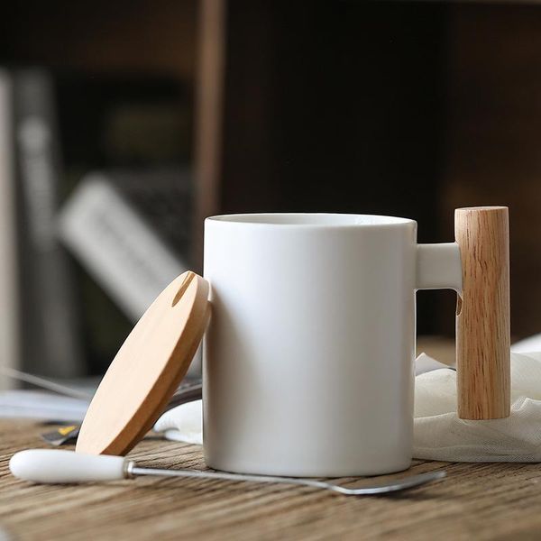

mugs simple nordic style mug creative arts water cup coffee wooden handle ceramic