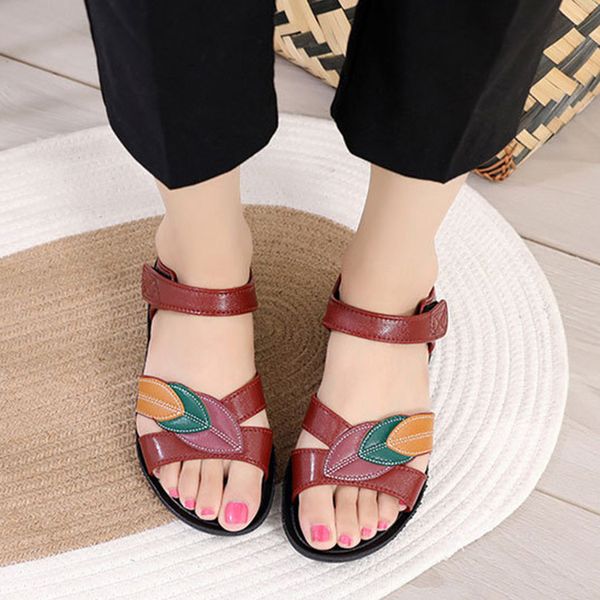 

sandals summer women open toe ladies hook loop flats female comfortable woman beach shoes casual footwear aej0, Black