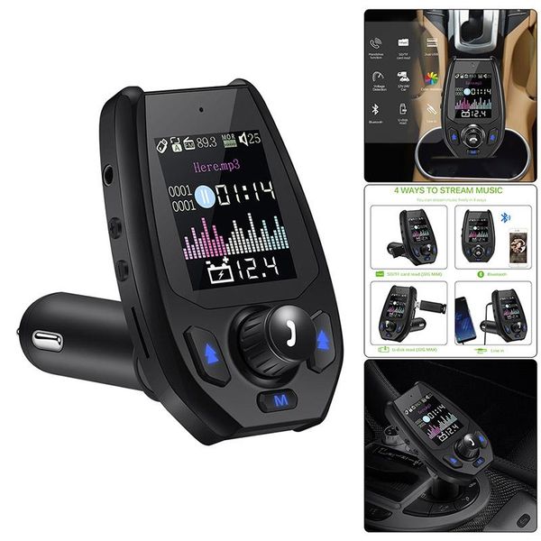 

modulator bluetooth 5.0 car kit hands aux play support plastic automatically switch built-in microphone fm transmitter mp3 & mp4 player