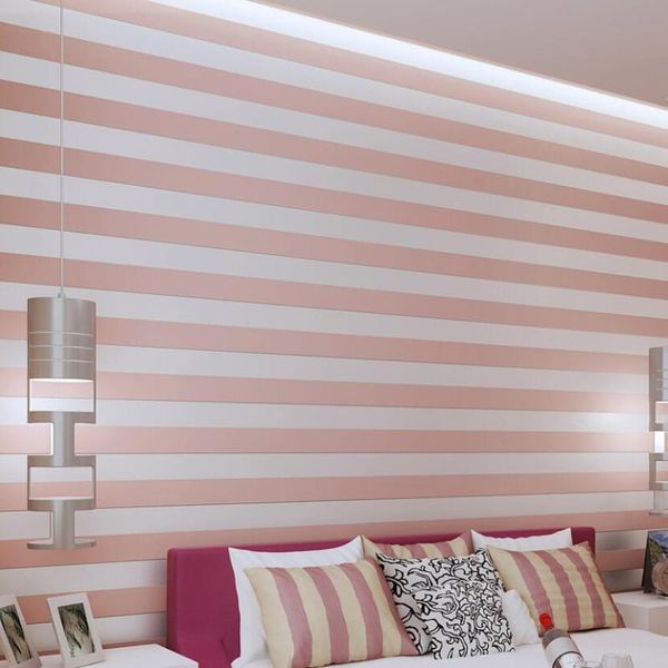 

wallpapers modern simple vertical horizontal stripe wallpaper 3d living room kids pink non woven roll home decoration ez202