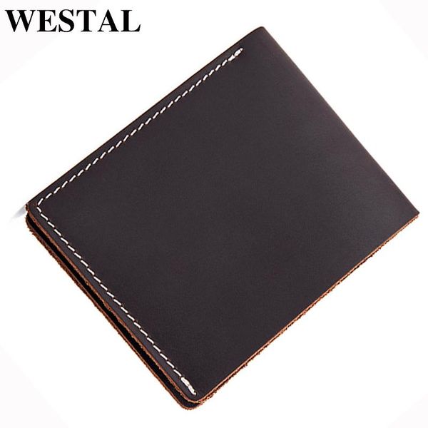 

wallets westal crazy horse leather men vintage male genuine wallet for card holder purse men's clip 8811, Red;black