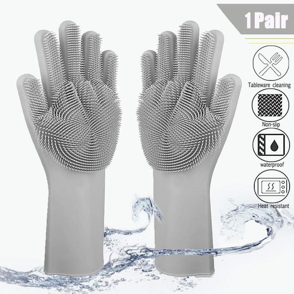 

pair rubber kitchen dishwashing gloves cleaning dish fruit washing for household car pet glove fda  disposable