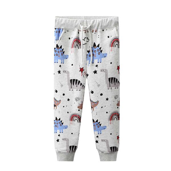 

jumping meters winter autumn dinosaurs all print drawstring selling boys girls long trousers pants 210529, Blue