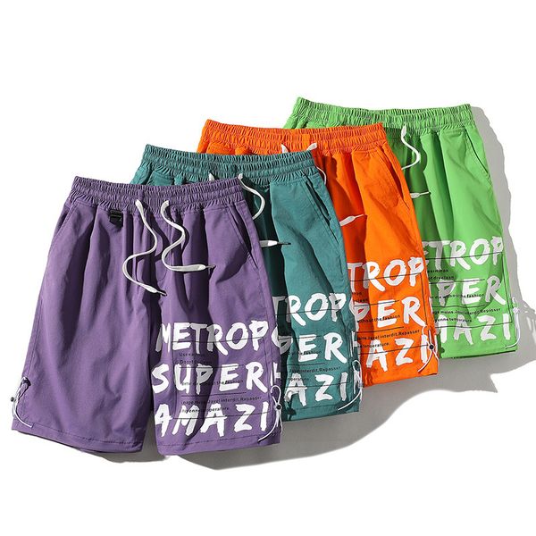 

men casual shorts summer leisure short pants mens loose letter printed fashion shortpants summer clothing, White;black