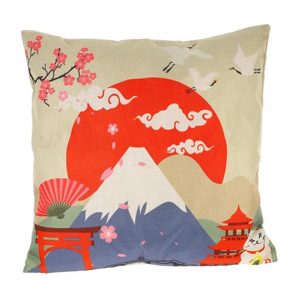 

cushion/decorative pillow 1pc japanese style pillowcase landscape cover retro linen
