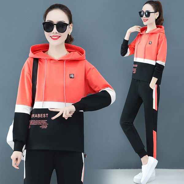 

two piece dress large size 2 pieces set tracksuit for women outfits woman autumn 2021 will code loose leisure run long sleeve s, White