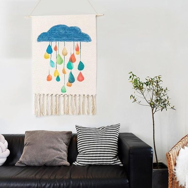 

tapestries hand-woven wall hanging decoration bohemian tapestry fabric ornaments christmas home living room pendant color red promise