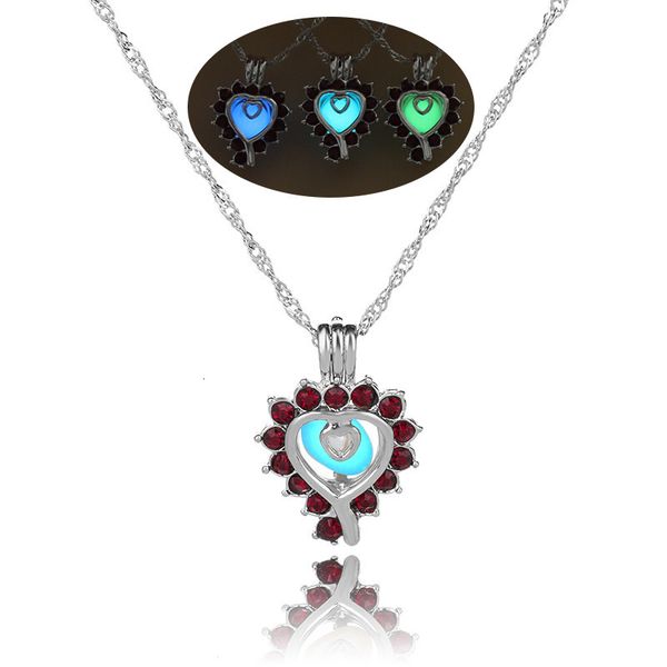 

peach creative heart fashion red diamond luminous clavicle chain accessories halloween jewelry necklace, Silver