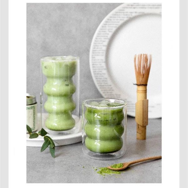 

mugs creative double layers coffee mug with heat insulation drinking cup milk tea transparent drinkware