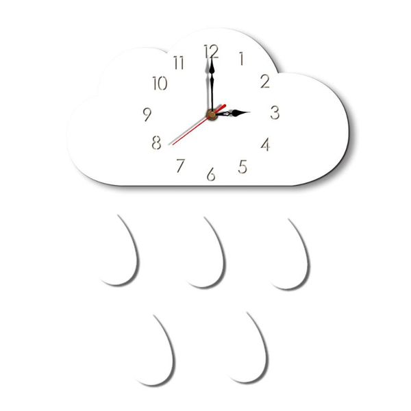 

wall clocks 1pcs 28*16cm nordic wooden cloud raindrop shaped clock kids room decor baby gender neutral nursery gift