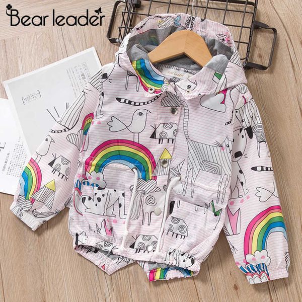 Bear Leader Girls Coat Giacche Autunno Bambini Cappotti Stampa Cartoon Jacket Abbigliamento Bambini Capispalla con cappuccio Graffiti Giacca a vento 210708