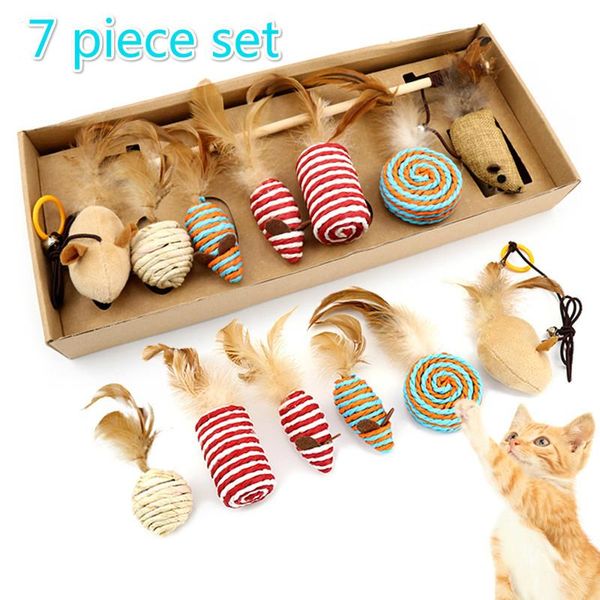 

cat toys mouse toy selling pet supplies set funny stick 7 piece feather