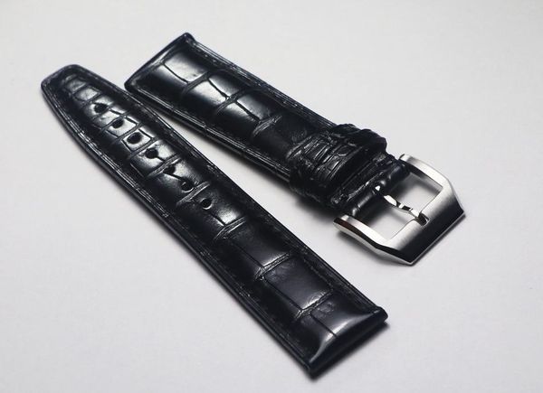 

watch bands alligator leather strap handmade band 20mm genuine custom bracelet retro wristband, Black;brown