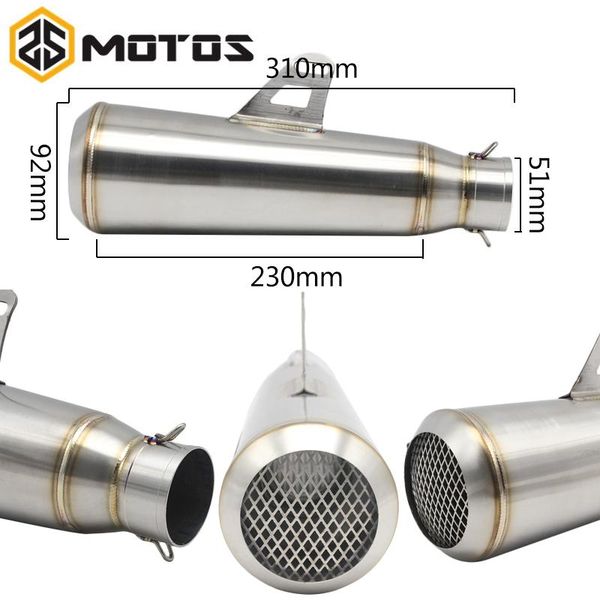 

motorcycle exhaust system zs motos 310mm racing motor modified muffler without adjustable pressure nice sound