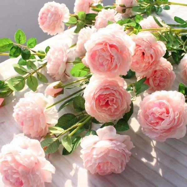 

decorative flowers & wreaths 3 heads pink white peonies silk flower /rose artificial / peony wedding garden decoration