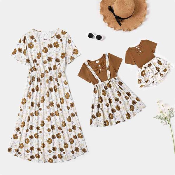 

summer floral print matching dresses for mommy and me 210528, Blue