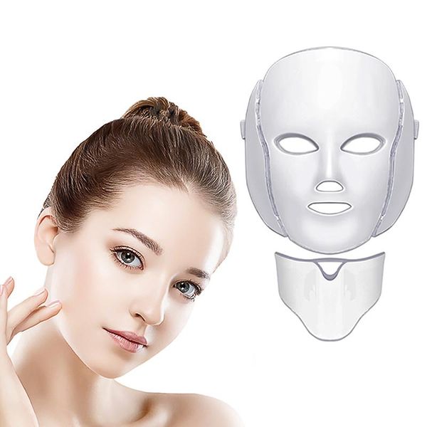 

electric massagers 7 colors led light facial mask apparatus neck podynamic beauty instrument skin rejuvenation wrinkle removal machine