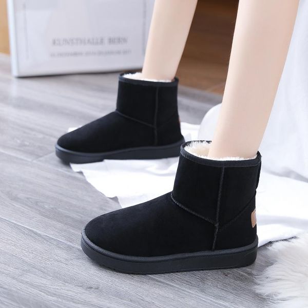 

boots 2021 winter women sneakers fashion casual shoes flats woman comfort warm plush botas zapatos de mujer, Black