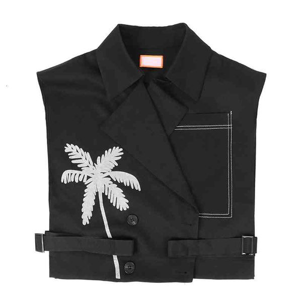 

Msxu feminine fashion simple design jagged lapel women's jacket vest, Black;brown