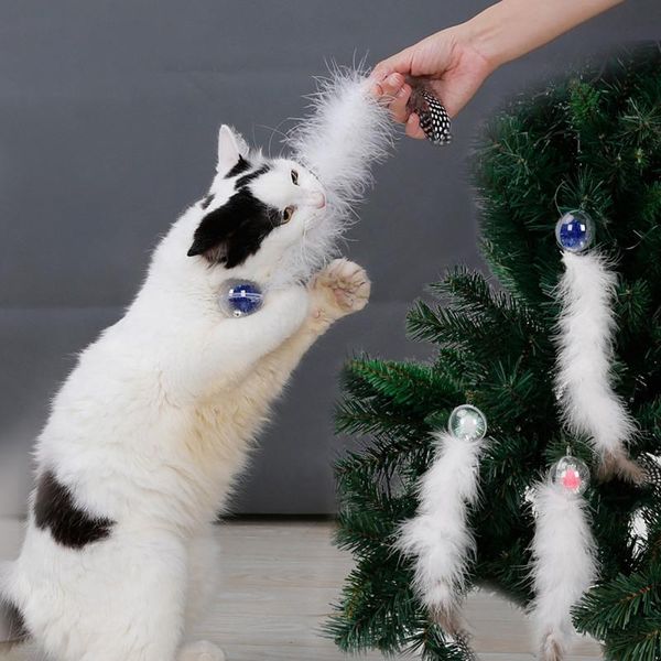 

tease cat feather toys natural interactive christmas crystal ball tree ornament