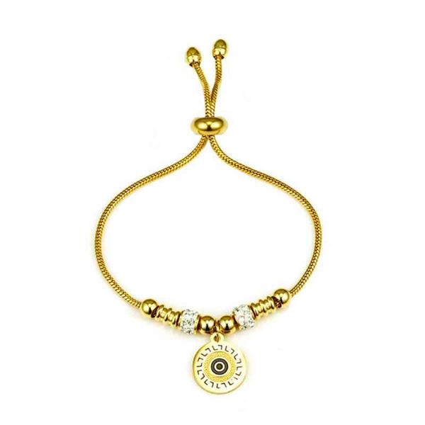 

evil eye bracelets alloy matching couple presents adjustable personalized bracelet anniversary promise gift for women, Golden;silver