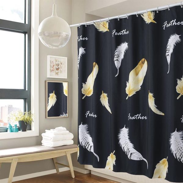 

leaves patten waterproof shower curtain set with 8 hooks bathroom curtains 3jl812
